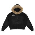 Sun Fade Boxy Detachable Fur Hoodie