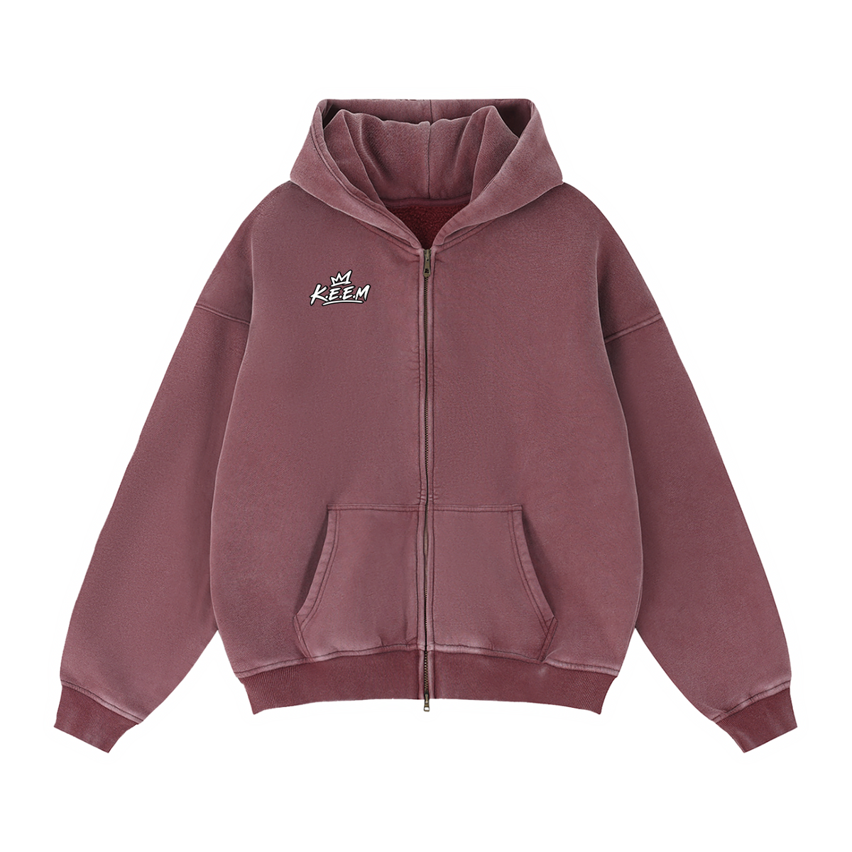 Zip-Through Boxy Fleece Hoodie