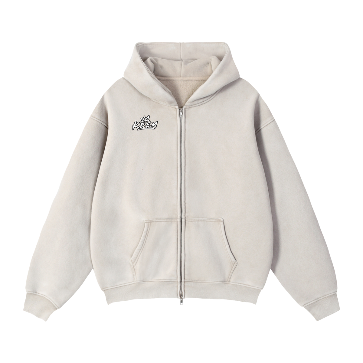 Zip-Through Boxy Fleece Hoodie