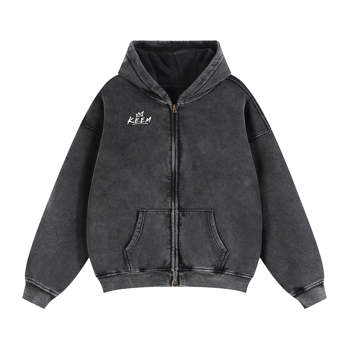 Zip-Through Boxy Fleece Hoodie