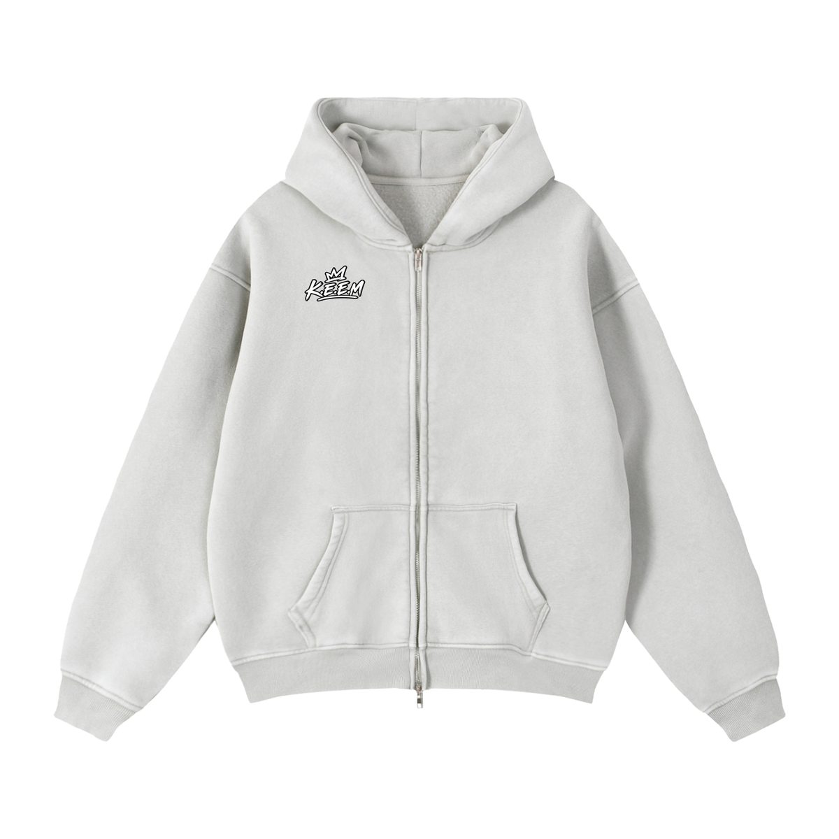 Zip-Through Boxy Fleece Hoodie