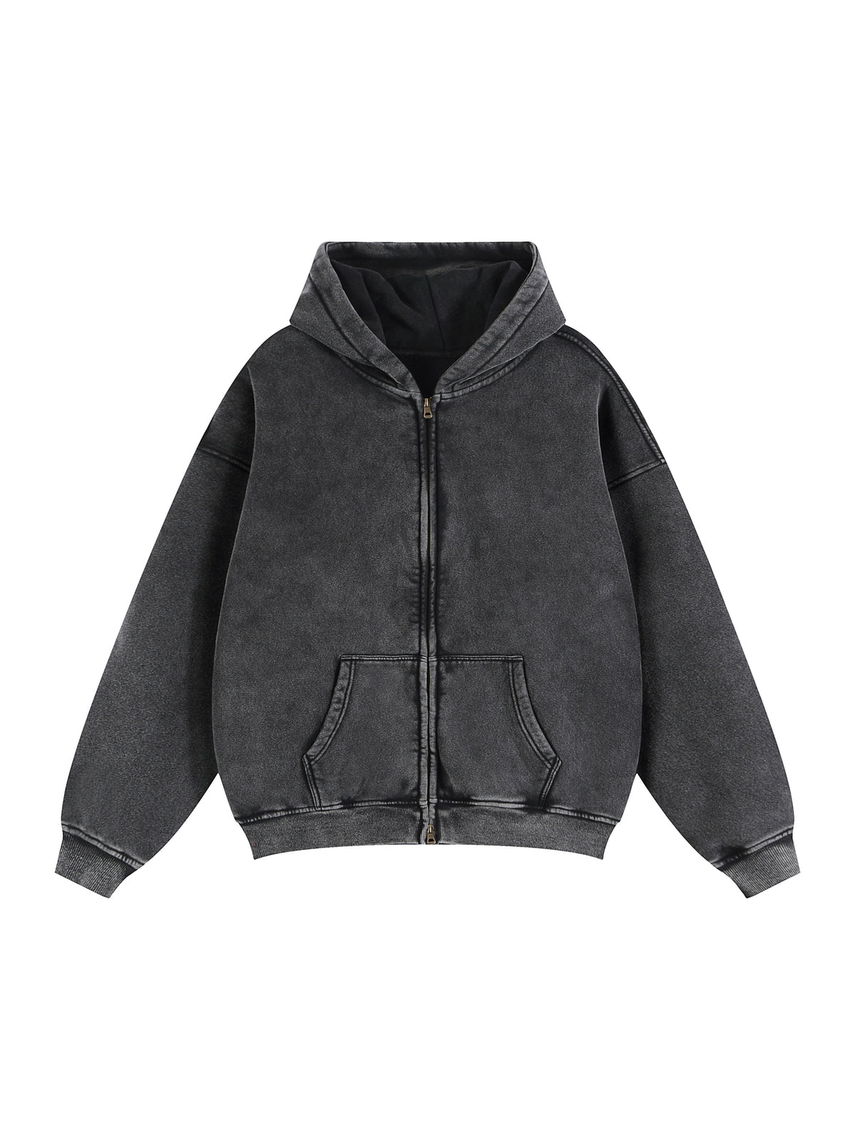 Zip-Through Boxy Fleece Hoodie